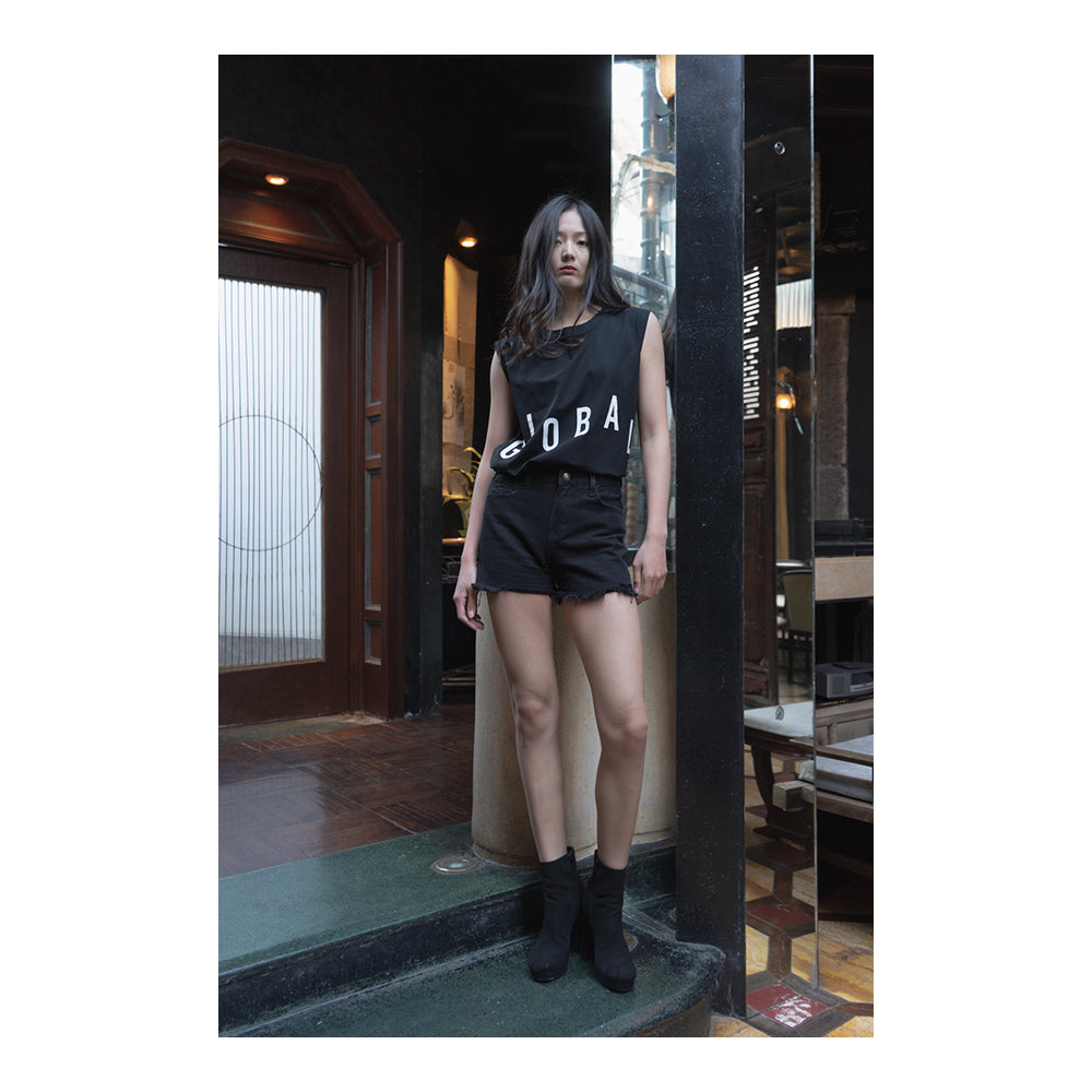 Intuition Distressed Black Fray Shorts