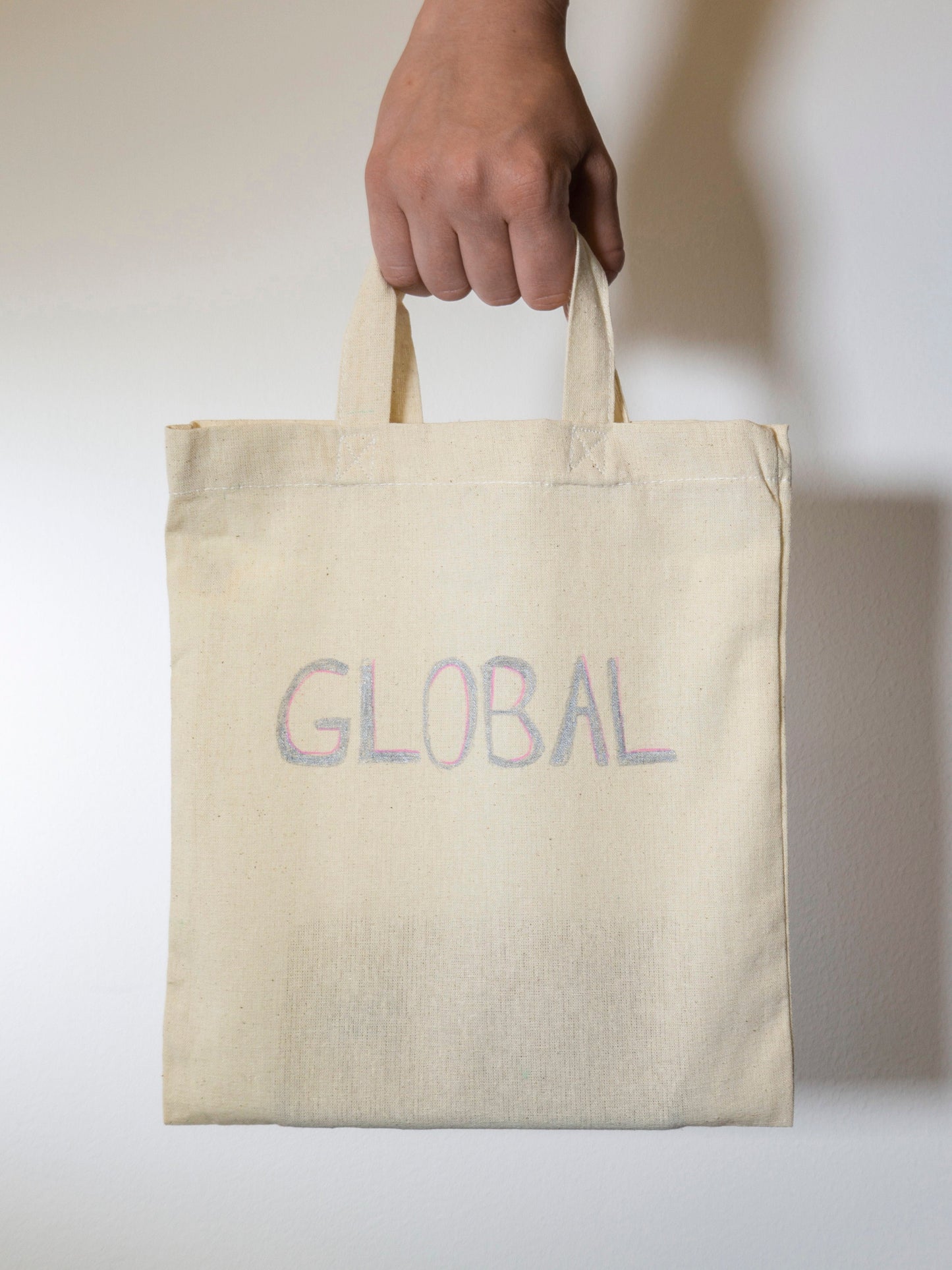 HAND PAINTED "GLOBAL INTUITION" TOTE BAG