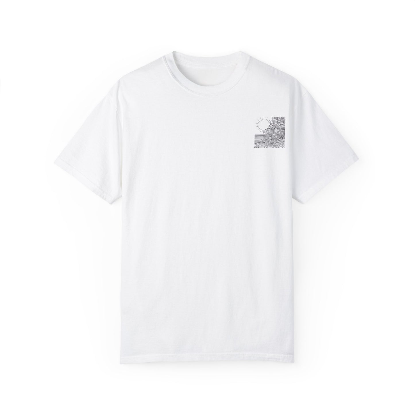 Global Intuition New Waves Tee – Minimalist Sun & Waves Print