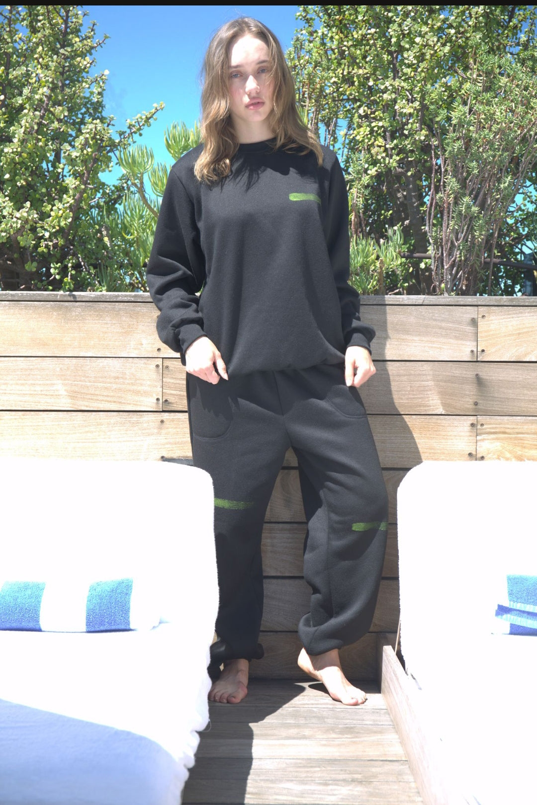 Black pants with two Yellow stroke