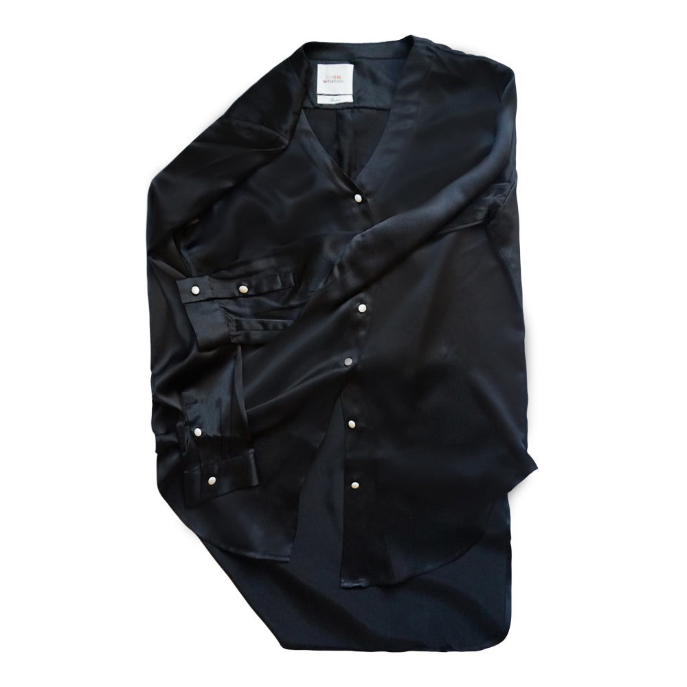 Intuition Slim Fit Black Silk Blouse