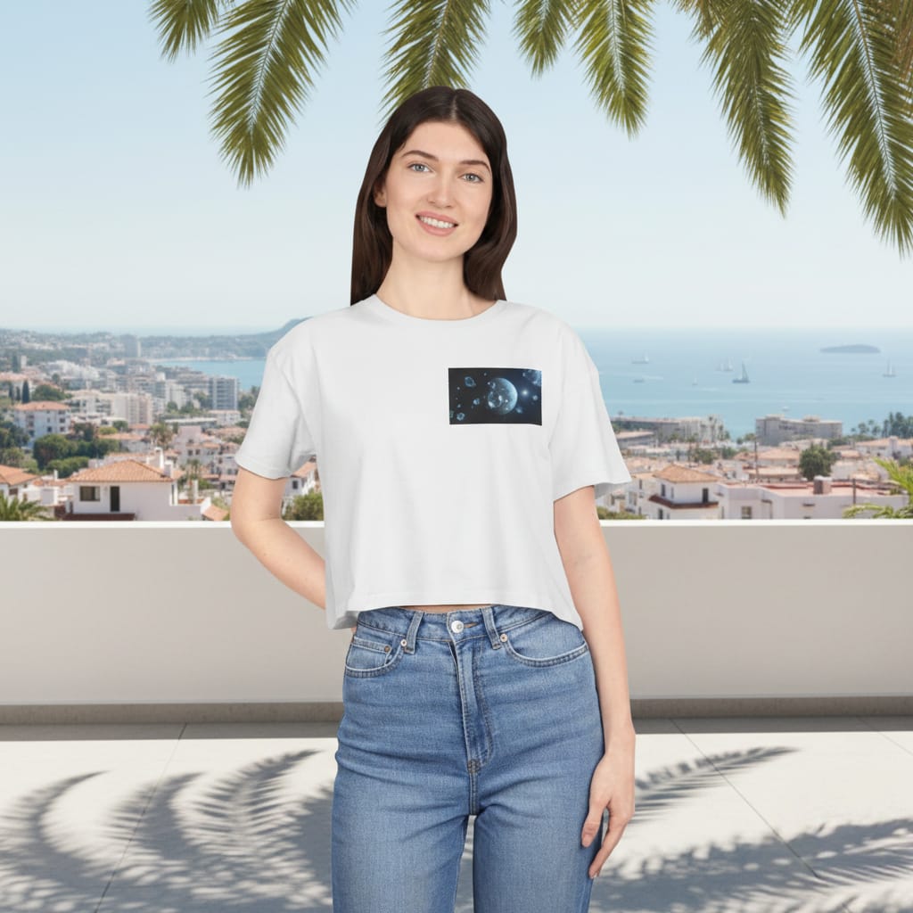 Space Graphic Crop T-Shirt – White