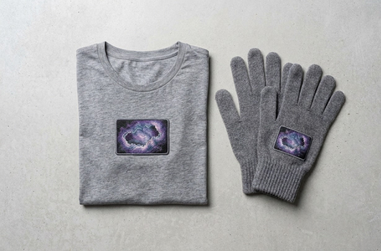 Cosmic Nebula Patch Collection – Beanie, T-Shirt & Gloves Set