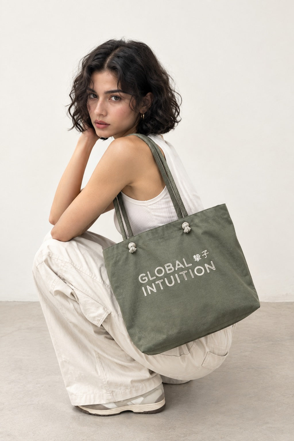 Global Intuition Canvas Tote — Olive
