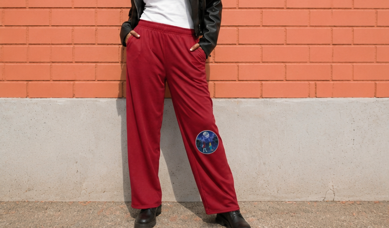 Moonlit Nights Wide-Leg Sweatpants — Crimson