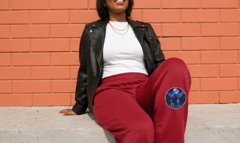 Moonlit Nights Wide-Leg Sweatpants — Crimson