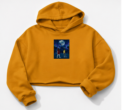 Moongazers Anime Crop Hoodie — Mustard Yellow