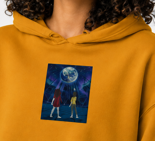 Moongazers Anime Crop Hoodie — Mustard Yellow