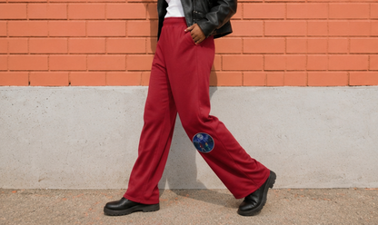 Moonlit Nights Wide-Leg Sweatpants — Crimson