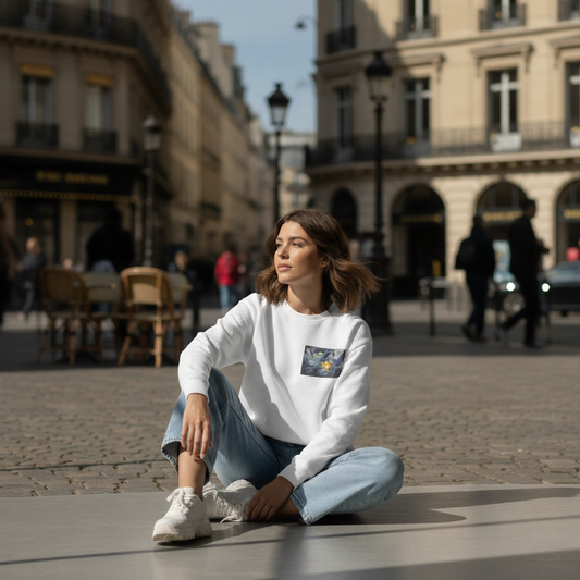 Cosmic Bloom Crewneck Sweatshirt - White