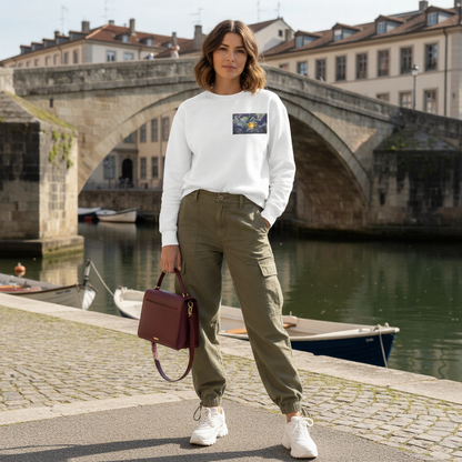 Cosmic Bloom Crewneck Sweatshirt - White