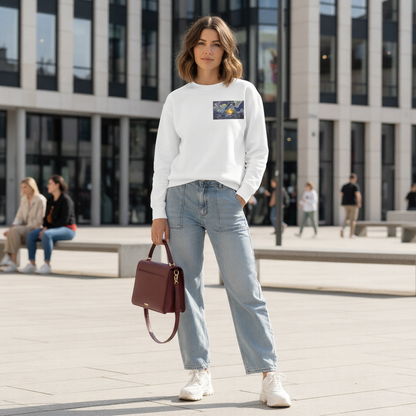Cosmic Bloom Crewneck Sweatshirt - White