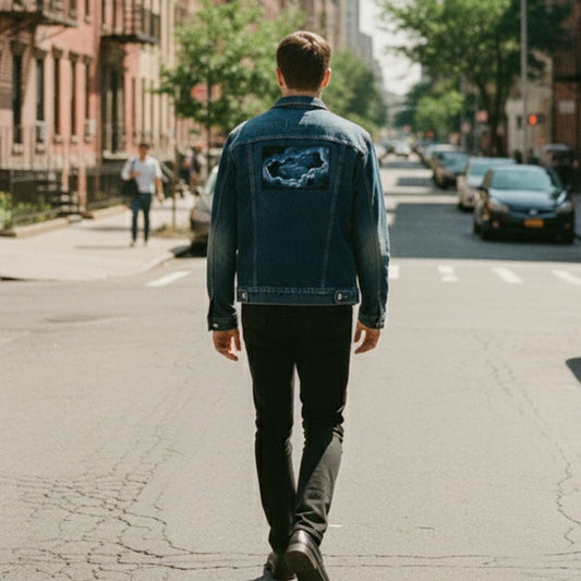 Embroidered Denim Jacket - Blue Wash