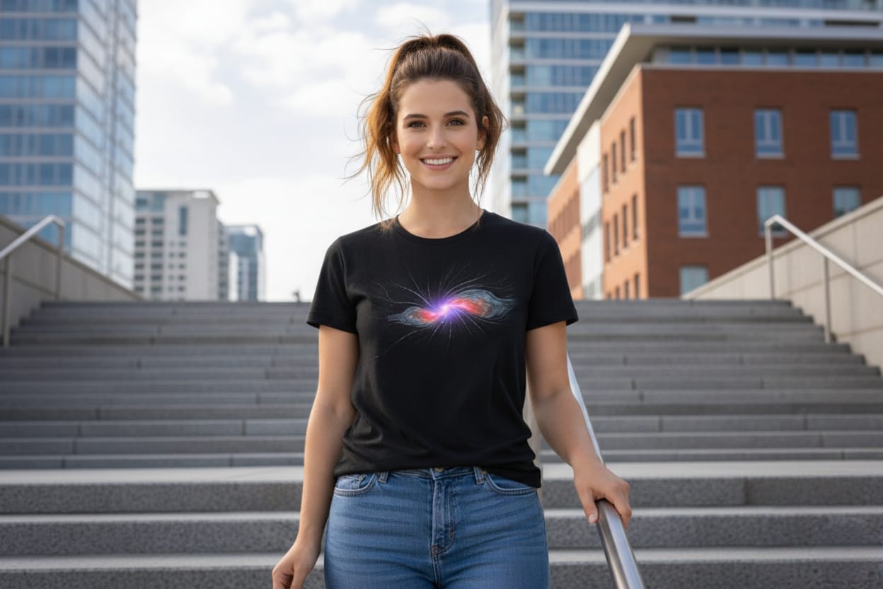 Cosmic Energy Black Tee – Beach Vibes Edition