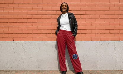 Moonlit Nights Wide-Leg Sweatpants — Crimson