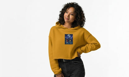 Moongazers Anime Crop Hoodie — Mustard Yellow