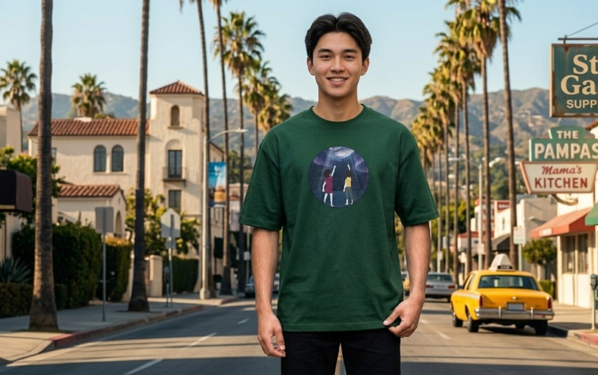 Star Gazer Oversized Graphic Tee — "Into the Unknown"
