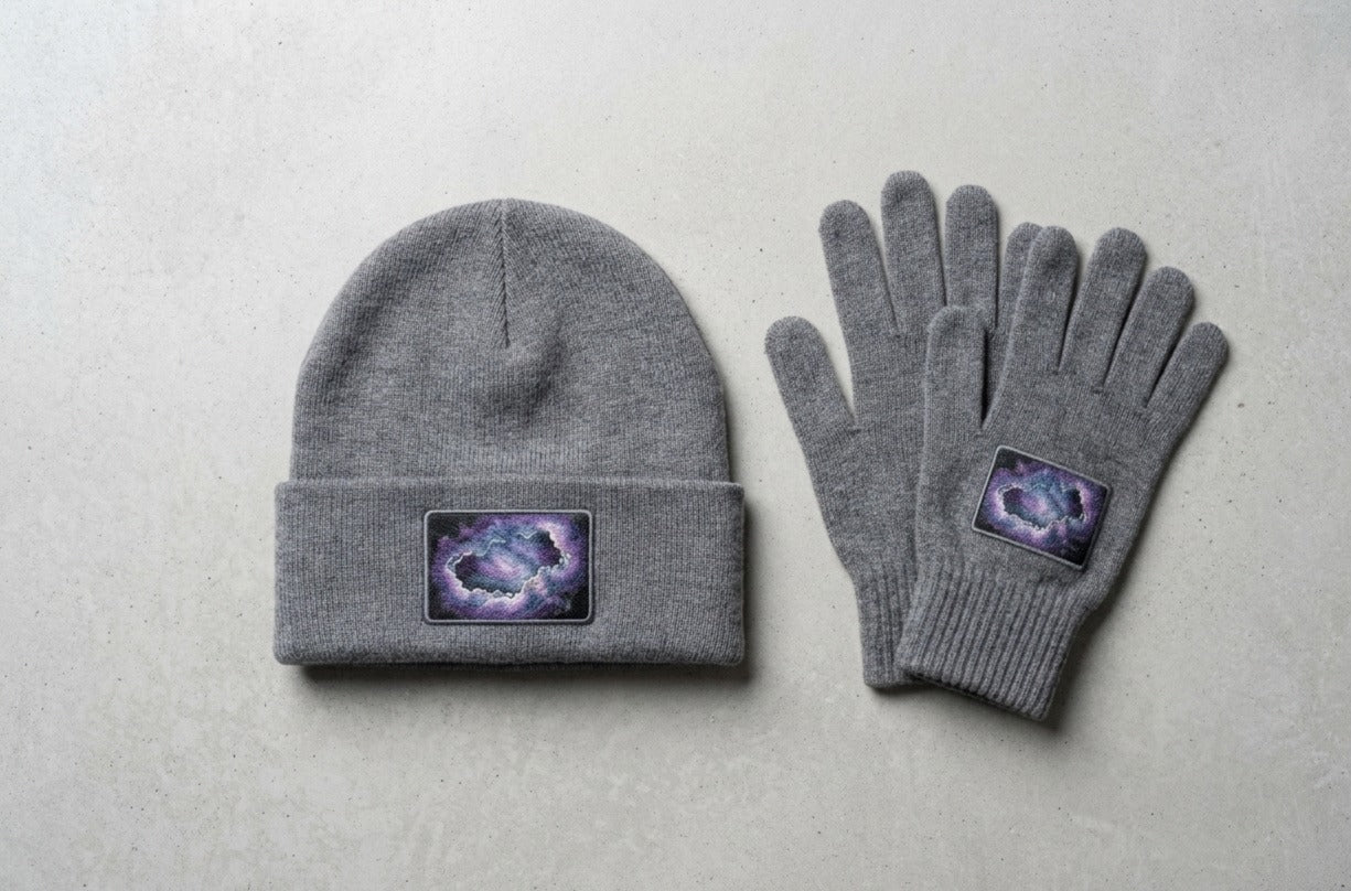 Cosmic Nebula Patch Collection – Beanie, T-Shirt & Gloves Set