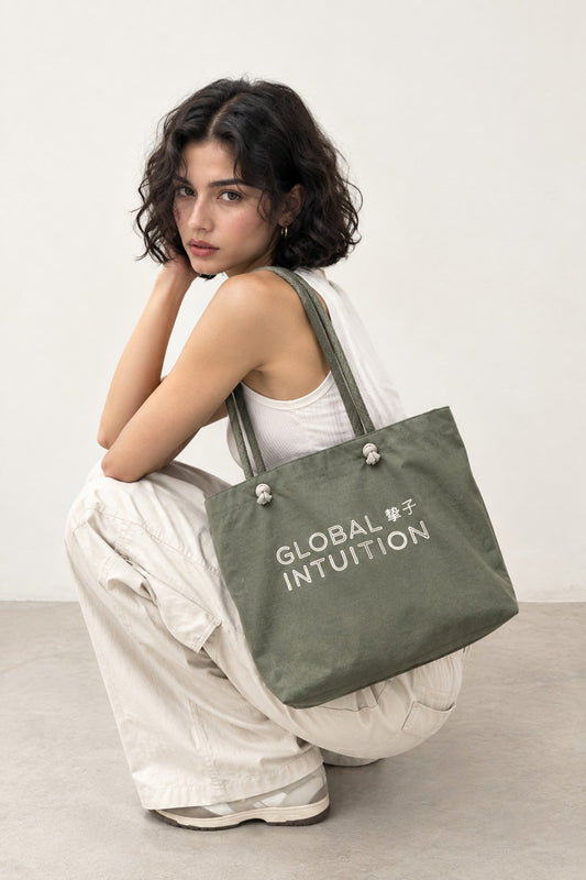 Global Intuition Canvas Tote — Olive