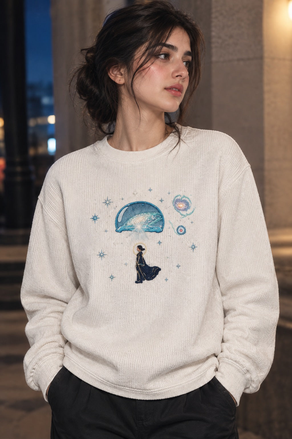 Into The Sun Celestial Oracle Crewneck — Cream