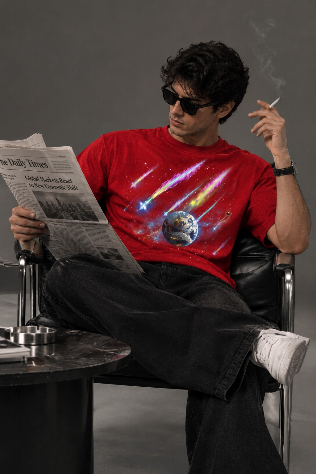 Cosmic Comet Graphic Tee, Red