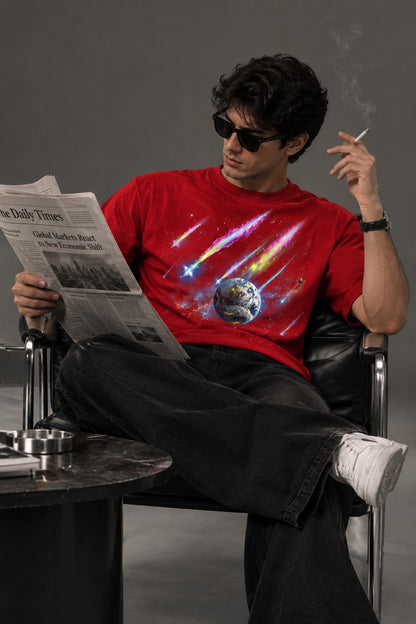 Cosmic Comet Graphic Tee, Red