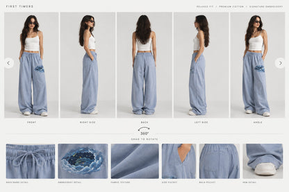 Nightfall Wave Wide-Leg Pants — Light Blue