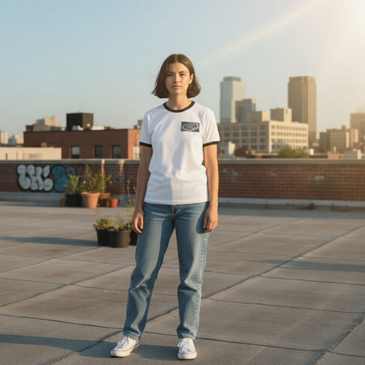 T-Shirt | Moody Blue Lightning Ringer Tee