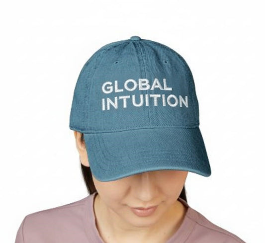 Global Intuition Hat | Embroidered Denim Baseball Cap