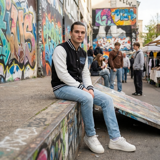 Custom Varsity Jacket - Classic Black & White